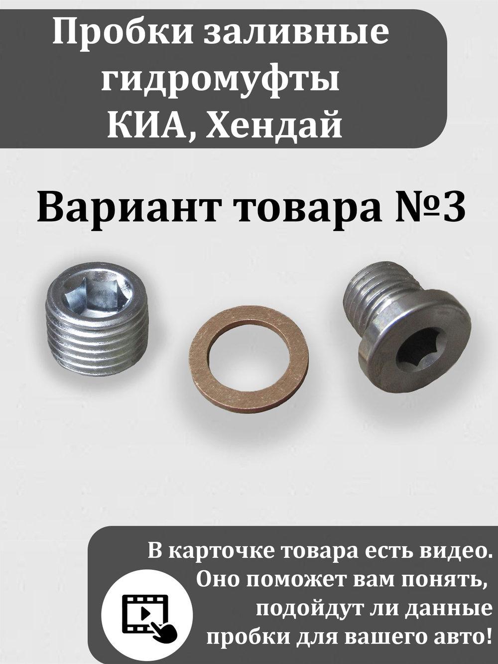 Пробки заливные гидромуфты КИА, Хендай (2 штуки оба варианта)