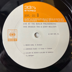 Винтажная виниловая пластинка LP Dave Brubeck Trio and Gerry Mulligan Live At The Berlin Philharmonic (Japan 1973) (No Obi)
