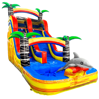 Водная горка «Волна дельфина» с бассейном, 8×3,3×5,4 м