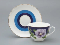 Чашка с блюдцем чайная форма Весенняя 2 рисунок Виола 1, арт. 81.34138.00.1