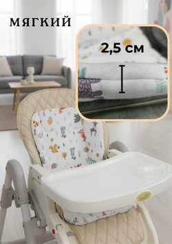 Вкладыш - матрасик в стульчик для кормления, коляску, качели. Фланель