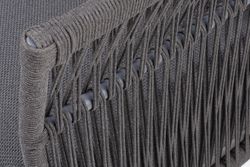 "Лугано" кресло плетеное из роупа, каркас алюминий темно-серый (RAL7024) муар, роуп темно-серый круглый, ткань темно-серая YB25-0027