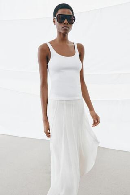 ZARA МАЙКА НА БРЕТЕЛЯХ, БЕЛЫЙ