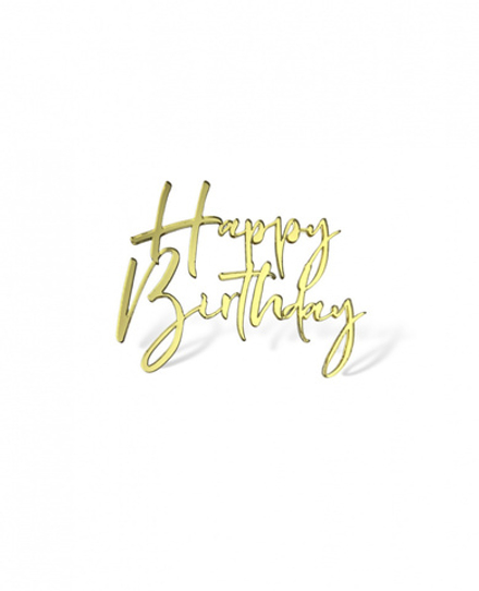Топпер на торец "Happy Birthday №2" 10 см., золото