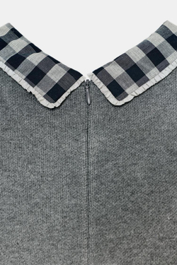 ZARA ПЛАТЬЕ С КОМБИНИРОВАННЫМ ВОРОТНИКОМ, СЕРЫЙ