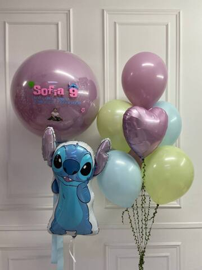 Набор шариков для любителей Стича с шаром гигантом и фото