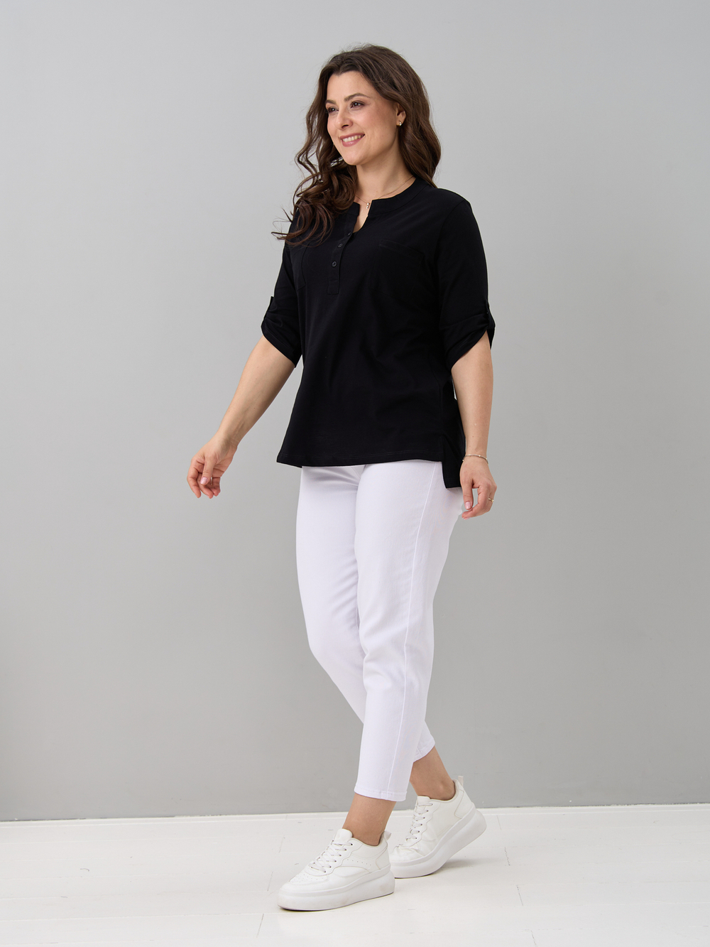 Блузка БЛ-131/фламли-черный