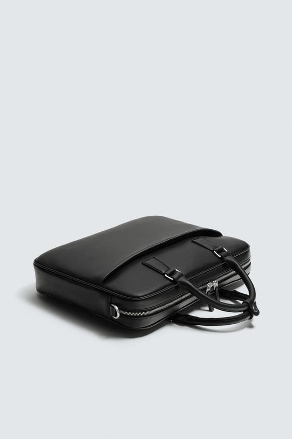 ZARA ПОРТФЕЛЬ ИЗ РЕЛЬЕФНОГО МАТЕРИАЛА, ЧЕРНЫЙ