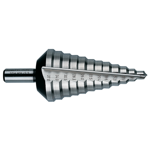 Сверло ступенчатое по металлу Heller HSS 4-30х100мм, 14 ступеней, хвостовик 10мм