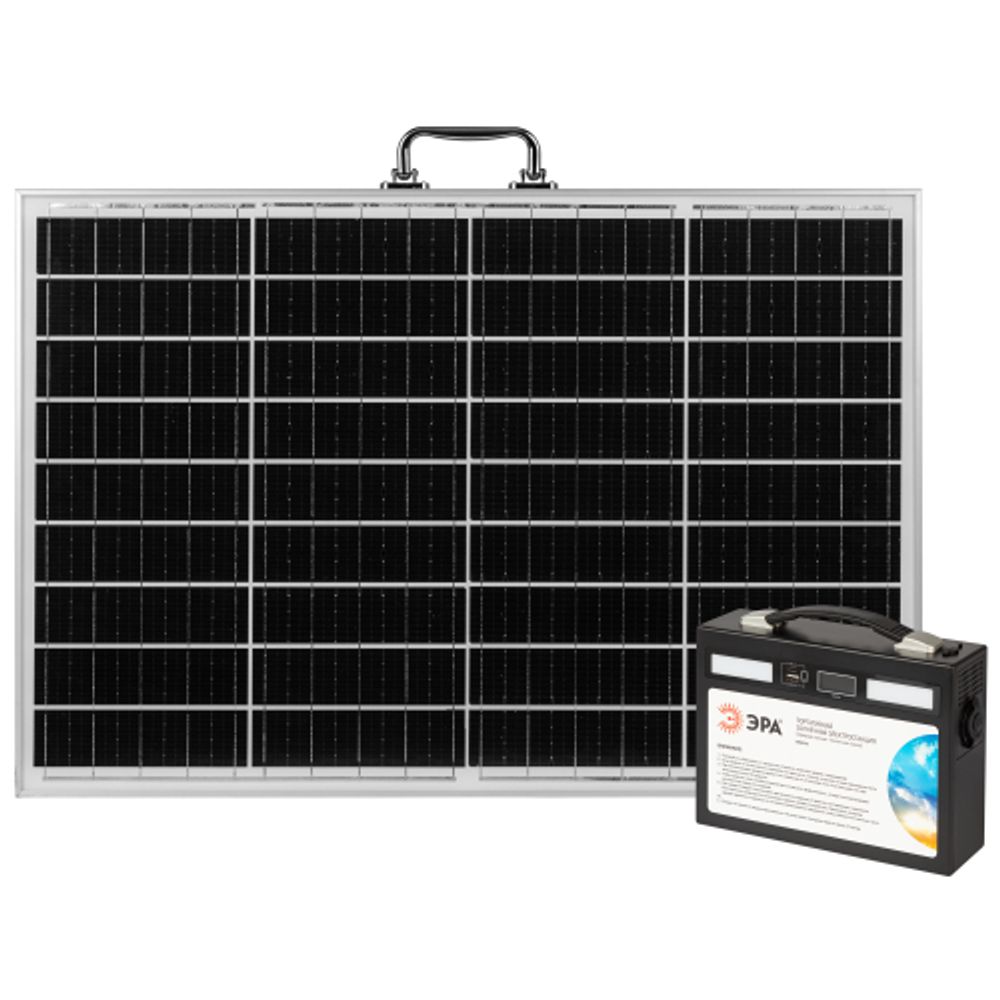 Портативная солнечная электростанция ЭРА ERAZS-02 (комплект), 400 Вт, 54 000 мАч, Li-ion. Солнечная панель 50 Вт