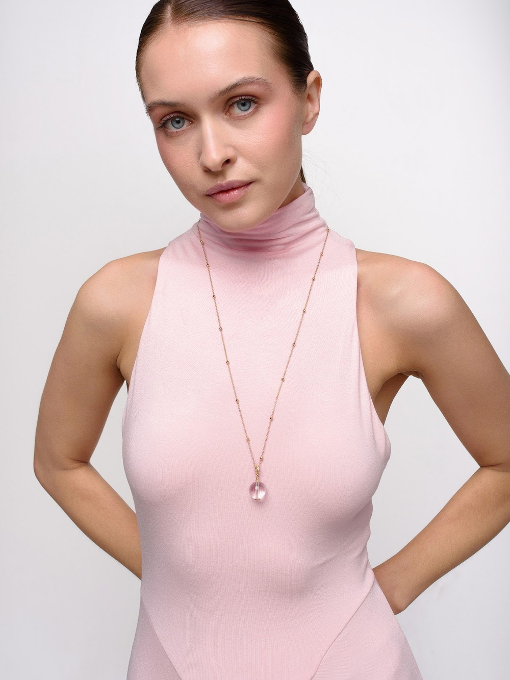 Колье "Bubble 16" с горным хрусталем Gold