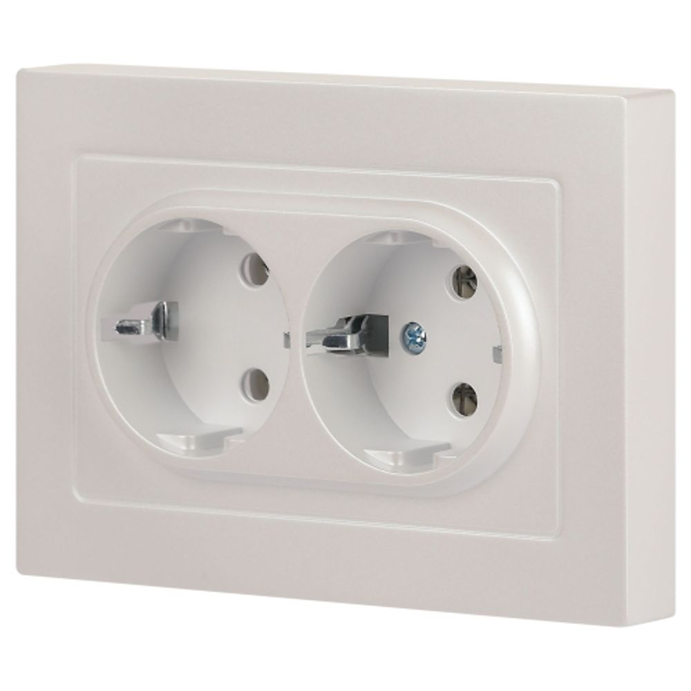 Розетка Intro Accent 6-205-06 двойная с заземлением 2X2P+E Schuko 16А-250В IP20 СУ AL/CU перламутр