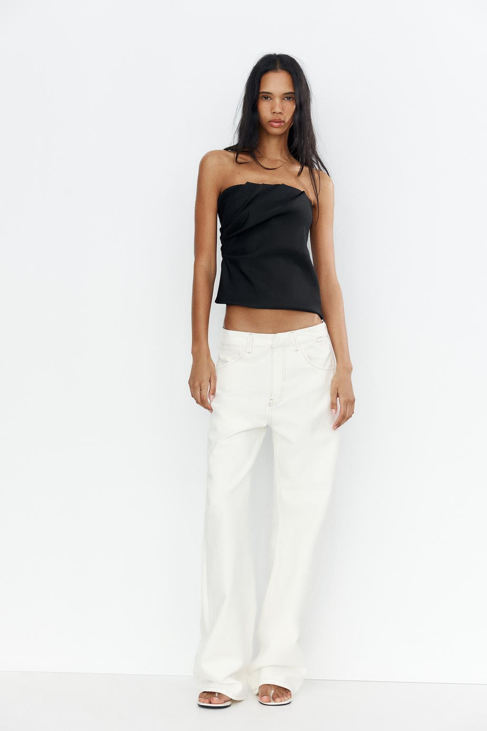 ZARA ТОП БАНДО ИЗ ЭЛАСТИЧНОЙ ТКАНИ, ЧЕРНЫЙ