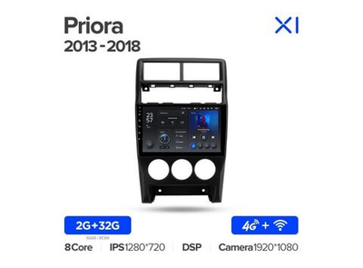 Магнитола Teyes X1 2-32 Wi-Fi + 4G LADA Priora I 1 2013 — 2018 9.0"