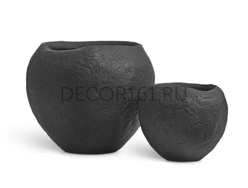 Кашпо TREEZ Effectory Organic Сфера Тёмно-серый камень д-59 см, в-50 см 41.33-15-23-098-BLCK-59