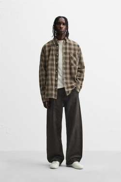 ZARA ДЖИНСЫ BAGGY FIT, ТЕМНО-КОРИЧНЕВЫЙ