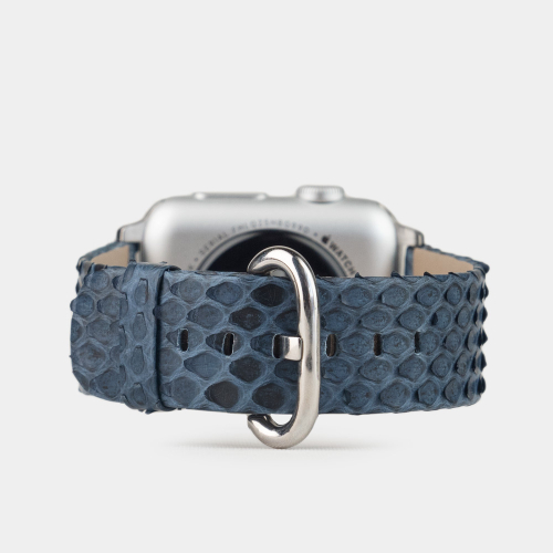 Ремешок для Apple Watch 44/45/46 mm из кожи питона, синего цвета