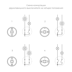 Выключатель на 4 положения двухклавишный бронзовый ретро W5720012