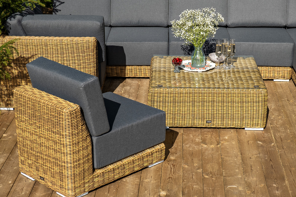 "Капри" трансформирующаяся лаунж-зона из искусственного ротанга, цвет соломенный