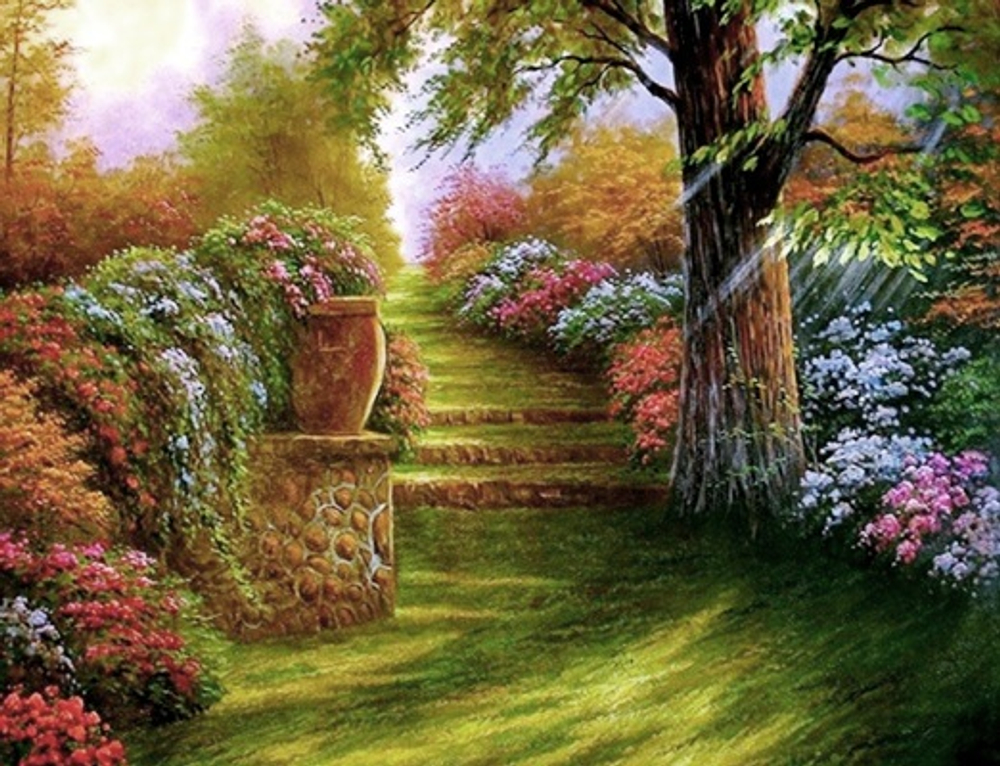 Алмаз.мозаика 38*28см (сверкающ) Лестница в парке