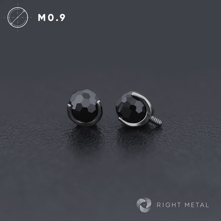 Ball 3-Prongs Faceted Black