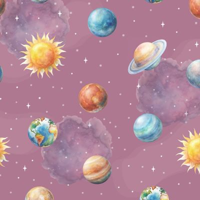 Солнечная система. Планеты на тёмно фиолетовом