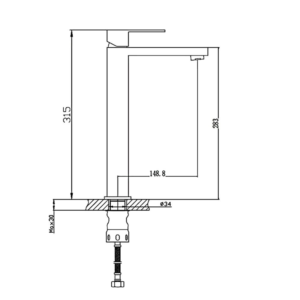 Смеситель для раковины 35к HB11803-7 HAIBA б/отв п/гайку высокий ЧЕРНЫЙ