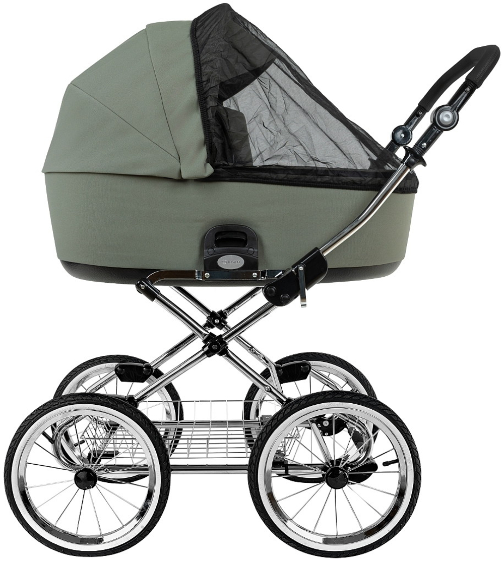 Детская коляска Roan Bass Next Classic d14 2.0 3 в 1 с автокреслом Pituso Baesa Pro Black,Beige Canopy BSNC/92/2 Sage Green/Black/руч.Black