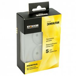 Розетка двойная без заземления и со шторкой Stekker Эмили 49955