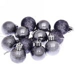 Новогодние шары 3 см (набор 12 шт) «Микс фактур», графит