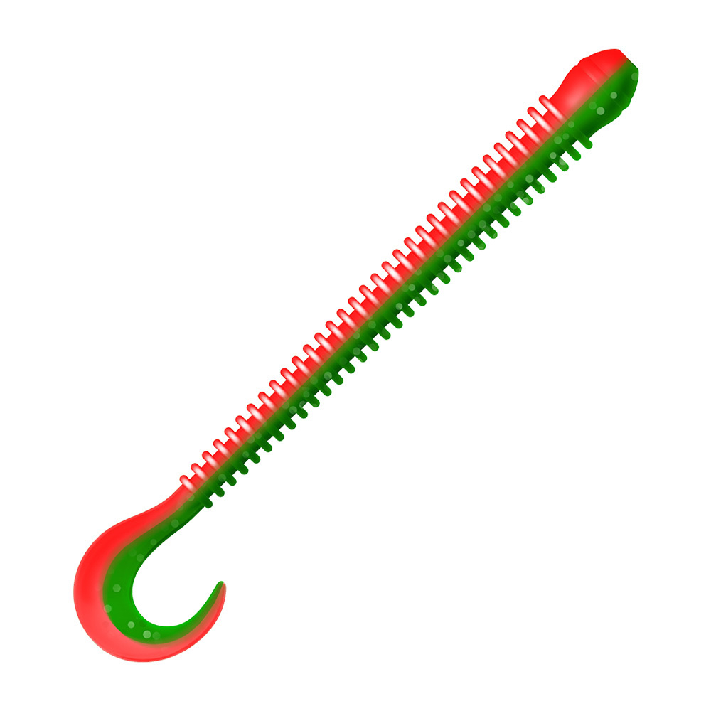 Приманка ZUB-WORM-ZANDER 108мм(4,3")-5шт, (цвет 035) красный верх-зеленый низ