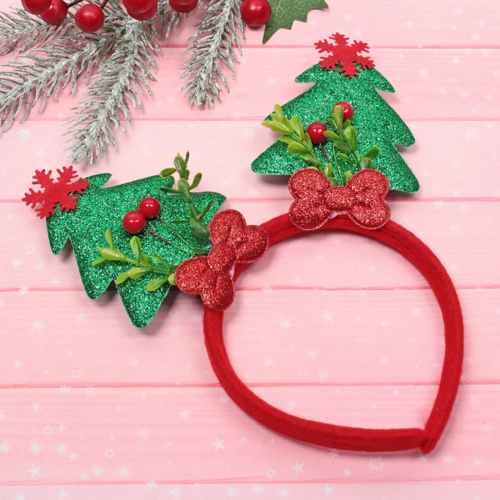 Ободок карнавальный «Весёлые ёлочки» 15*21 см