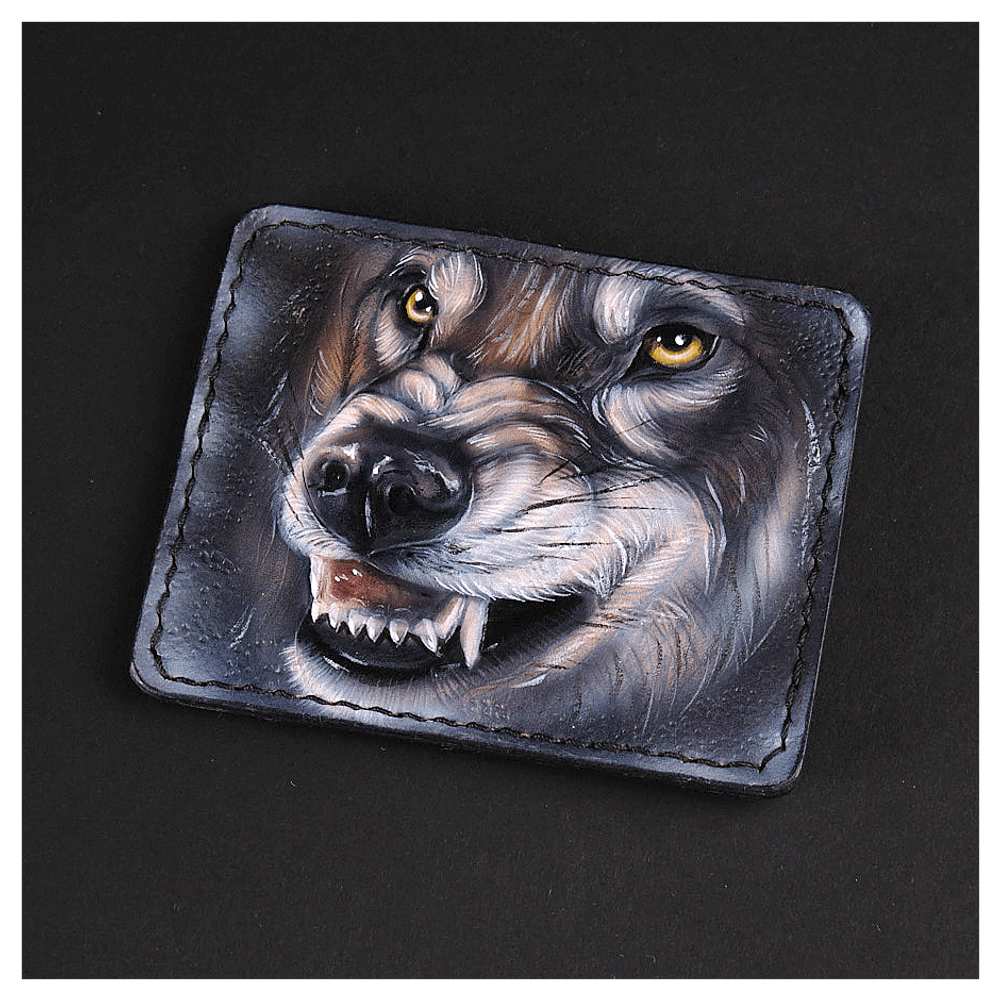 Кожаный картхолдер «Волк»