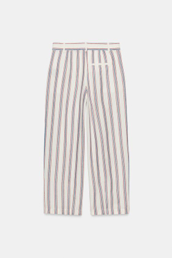 ZARA БРЮКИ BALLOON В ПОЛОСКУ — ZW COLLECTION, ЭКРЮ