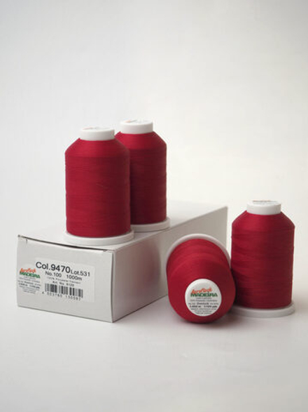 Нитки текстурированные для оверлока Madeira Aeroflock №100 Col. 9470 тёмно-красный (1000 м)