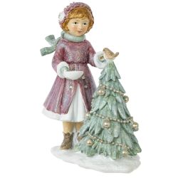 GAEM Фигурка декоративная "Девочка и елка", L10 W5 H12 см