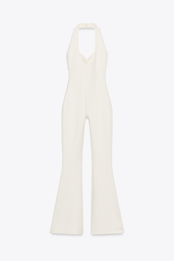 ZARA КОМБИНЕЗОН INTERLOCK FLARE, ЭКРЮ