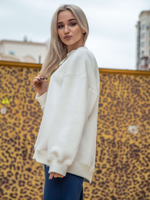 Свитшот женский оверсайз с начесом молочный