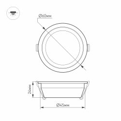 Светодиодный светильник LTM-R60WH-Frost 3W Day White 110deg (Arlight, IP40 Металл, 3 года) 020761