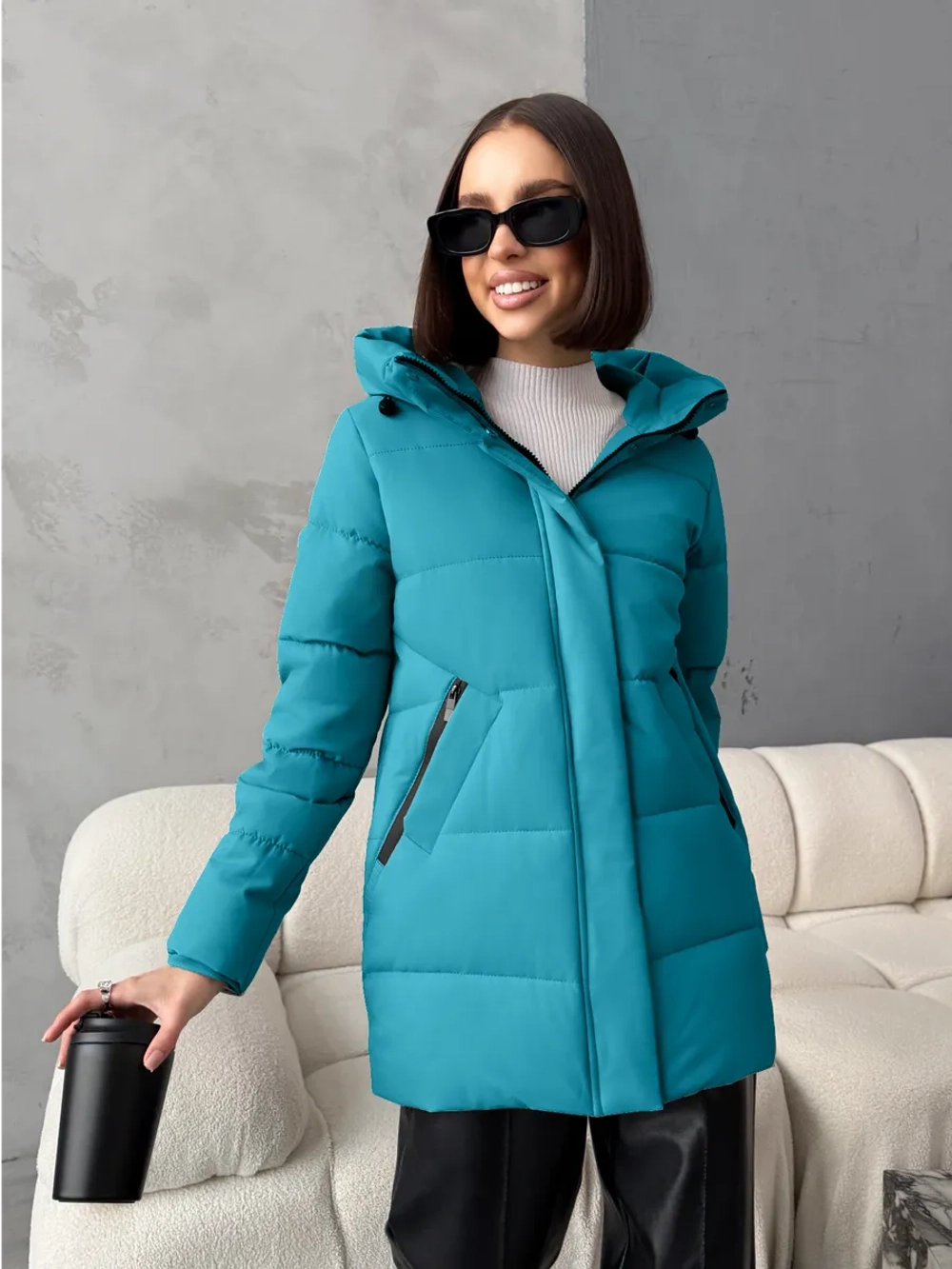 Куртка весенняя удлиненная с капюшоном