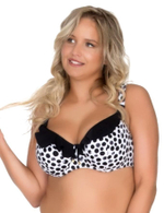 Купальный лиф в горох с рюшевой отделкой (Размер: 80G) (Цвет: черный с белым)