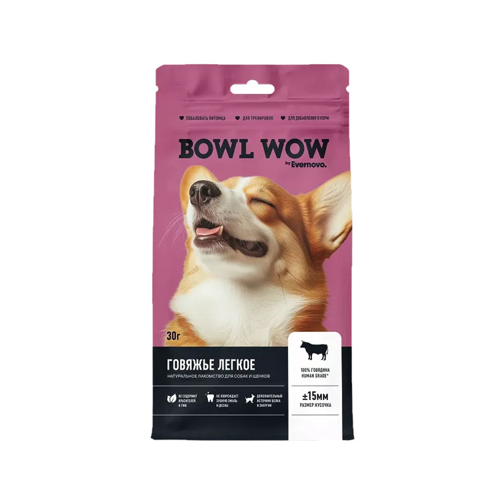 Лакомство BOWL WOW для собак: легкое говяжье