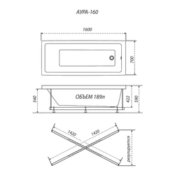Акриловая ванна Triton (Тритон) Аура 160x70