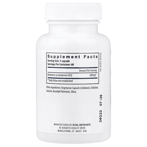 Vital Nutrients, Берберин, 500 мг, 60 веганских капсул