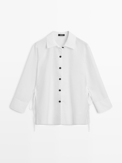 Massimo Dutti Рубашка с завязками, белый