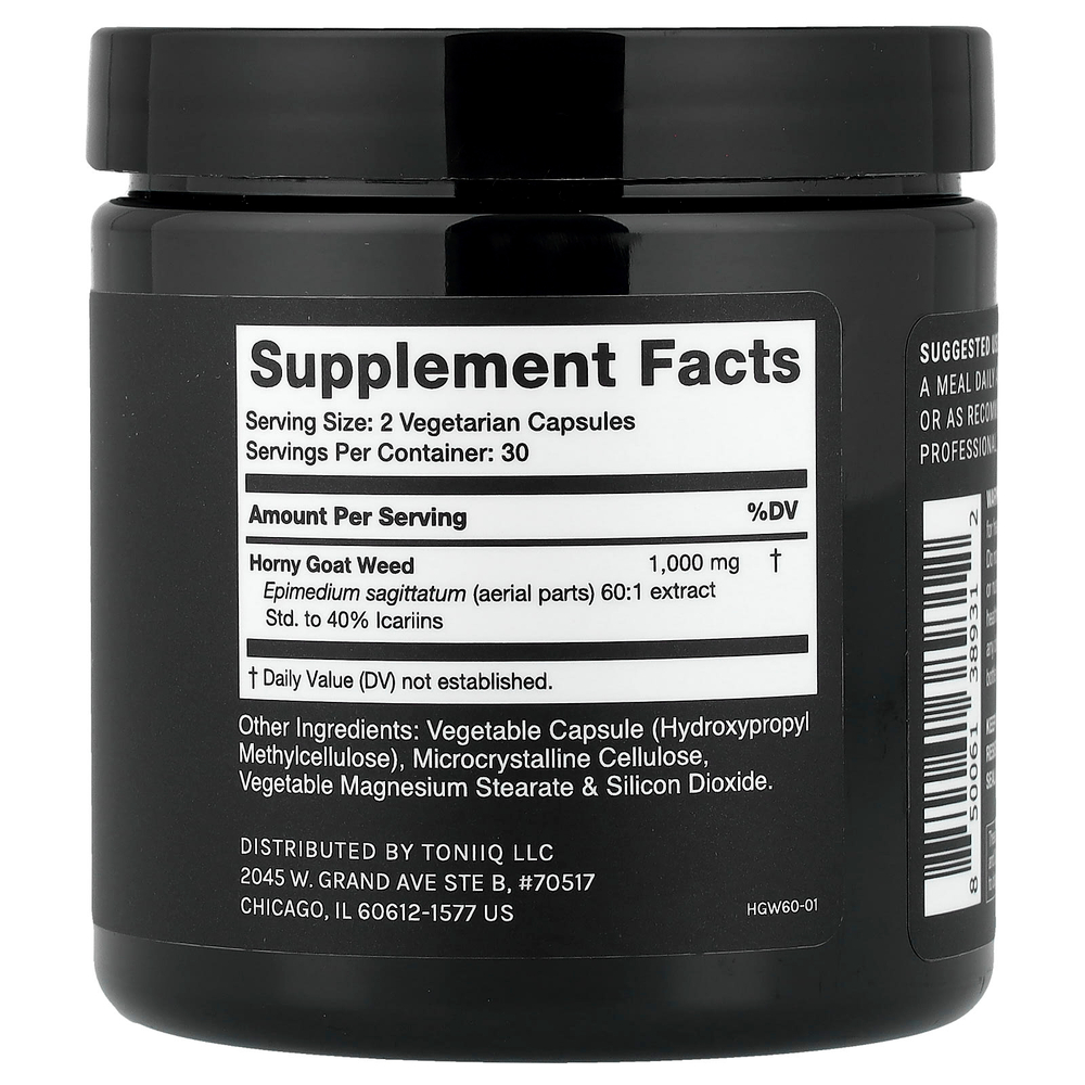 Toniiq, горянка крупноцветковая, 60 капсул (500 мг в 1 капсуле)