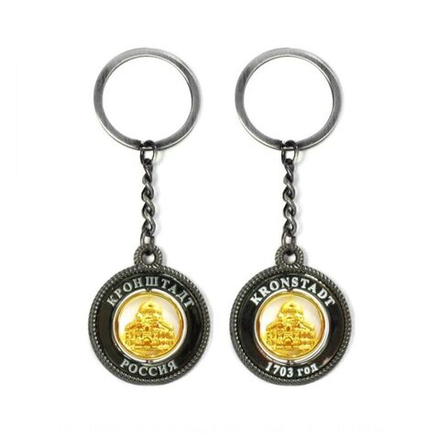 Брелок металл 11см "Кронштадт. Морской Никольский Собор" черный жемчуг