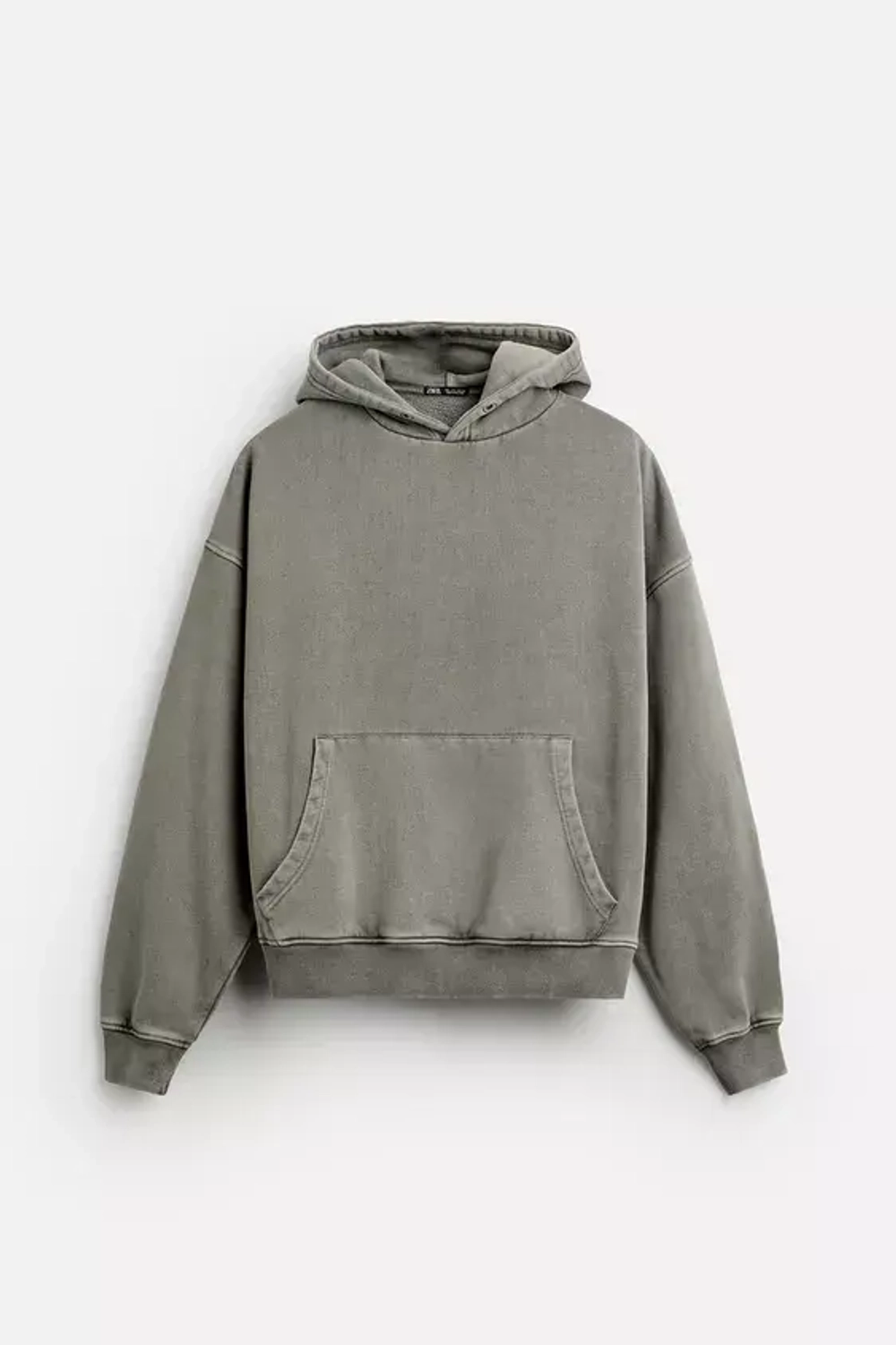 ZARA ТОЛСТОВКА BOXY FIT ИЗ ТКАНИ С ЭФФЕКТОМ ПОТЕРТОСТИ, ТЕМНО-СЕРЫЙ