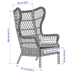 Садовое кресло - IKEA RISHOLMEN, 56x108x67см, черный/светло-коричневый, РИСХОЛЬМЕН ИКЕА