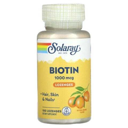 Биотин Solaray, Биотин, натуральный апельсин, 1000 мкг, 100 пастилок
